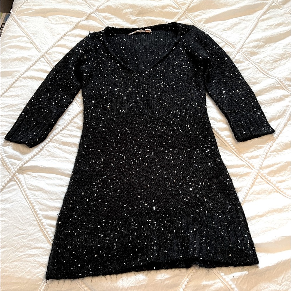 Chelsea and Violet black sequin sweater dress, size small- gently used